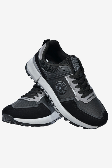 Czarne sneakersy męskie z ekoskóry i tkaniny Big Star