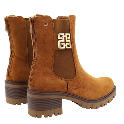 Верблюжі замшеві ботильйони з колодкою і утепленою платформою