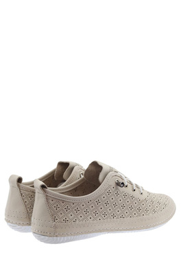 Półbuty ażurowe skórzane w kolorze beżowym