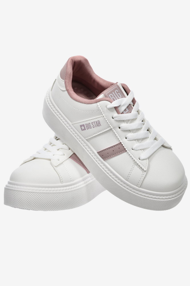 Białe sneakersy sznurowane na grubej platformie z ekoskóry Big Star