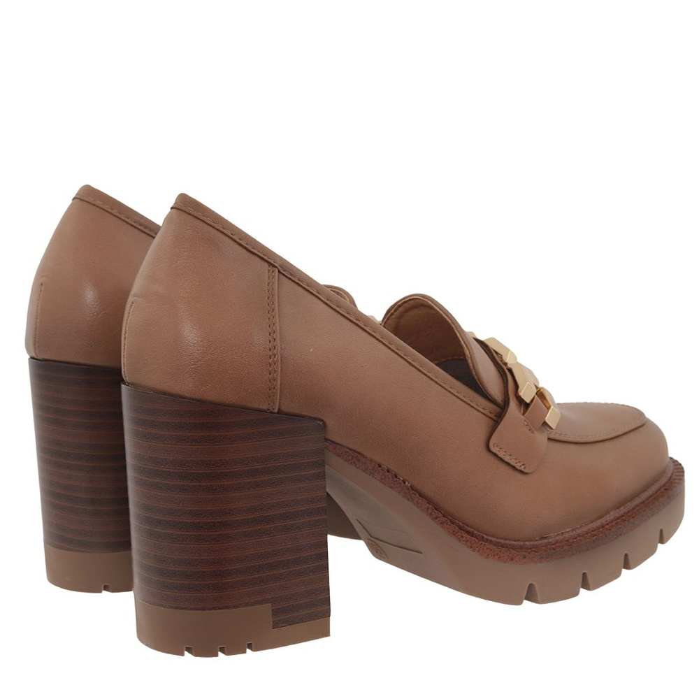 Półbuty beżowe na słupku z klamerką Potocki