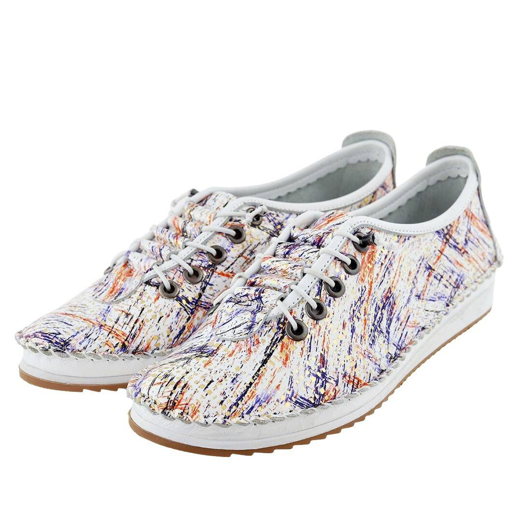 Modne półbuty damskie skórzane z kolorową cholewką Artiker 