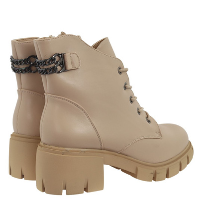 Botki beżowe sznurowane M. Daszyński