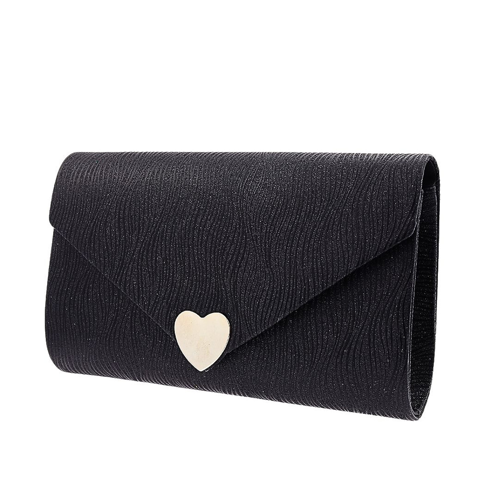 Чорна формальна сумочка-клатч зі срібним ланцюжком