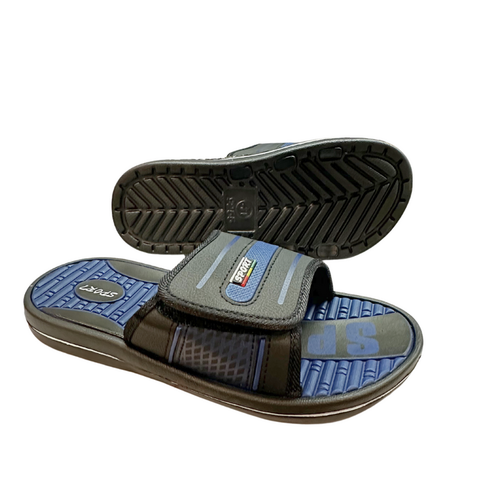 Чорно-сині чоловічі шльопанці на липучках