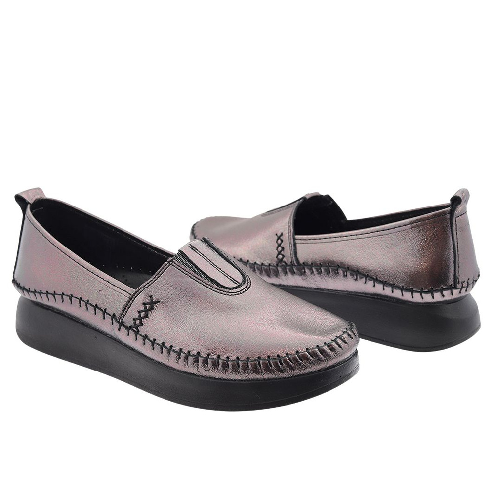 Платинові шкіряні лофери зі сліпонами на платформі