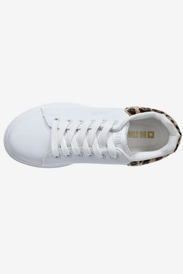 Białe sneakersy z motywem panterki na grubej platformie z ekoskóry Big Star