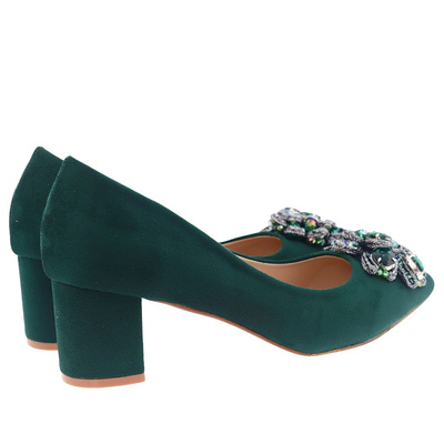 Зелені човники з еко-замші з кристалами від Sabatina