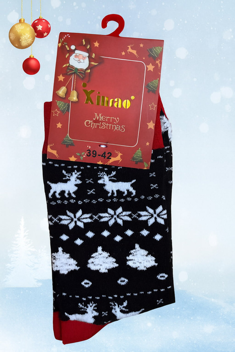 Skarpetki uniwersalne z motywem zimowym czarne