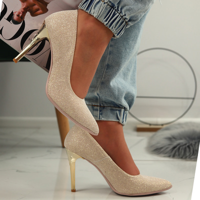 Золоті туфлі на шпильці з блискітками Dantex