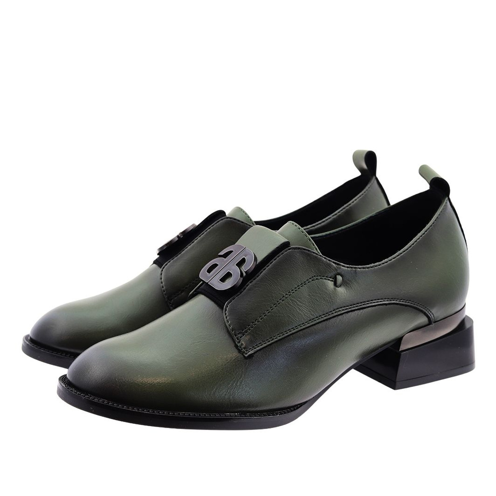 Зелені сліпони шкіряні з аплікацією