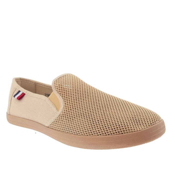 Beżowe tenisówki męskie ażurowe wsuwane News