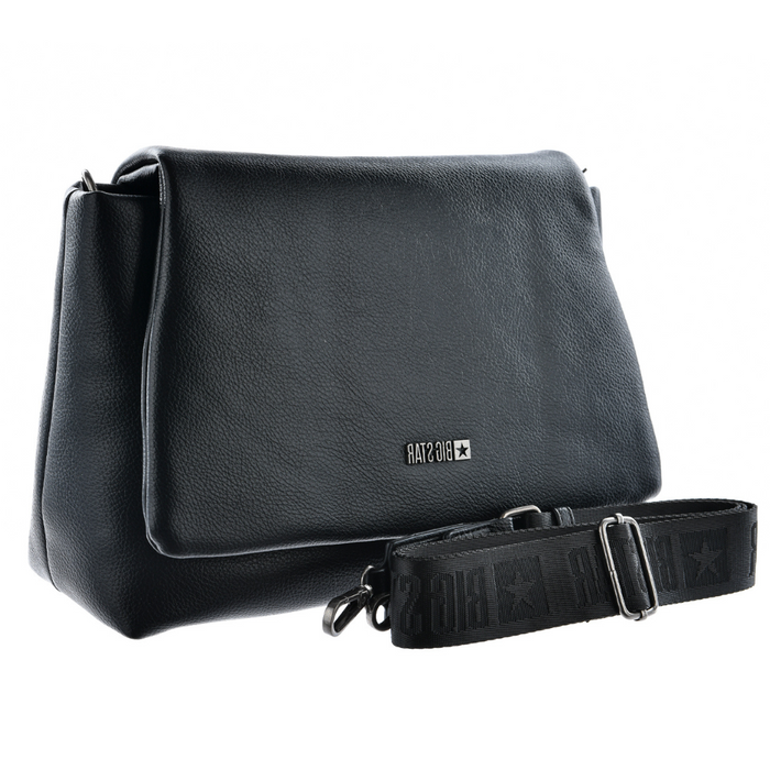 Czarna listonoszka z ekoskóry na grubym pasku Big Star