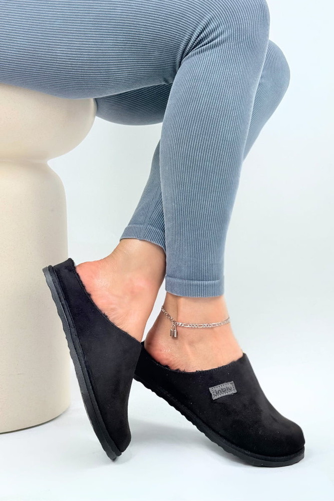 Жіночі темно-сині сліпони з гумовою вставкою