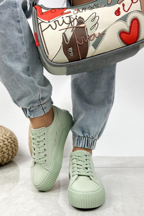 Жіночі зелені кросівки на шнурівці з потовщеною підошвою Big Star