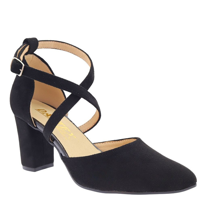 Czarne czółenka zamszowe na słupku