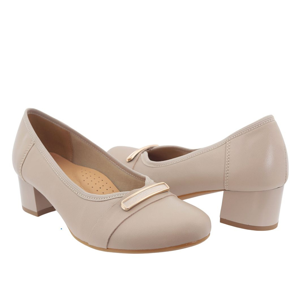 Бежеві шкіряні туфлі на високих підборах Galant