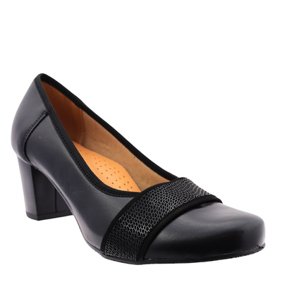 Чорні шкіряні човники польського бренду на високих підборах