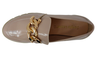 Бежеві лаковані мокасини Sergio Leone MK751