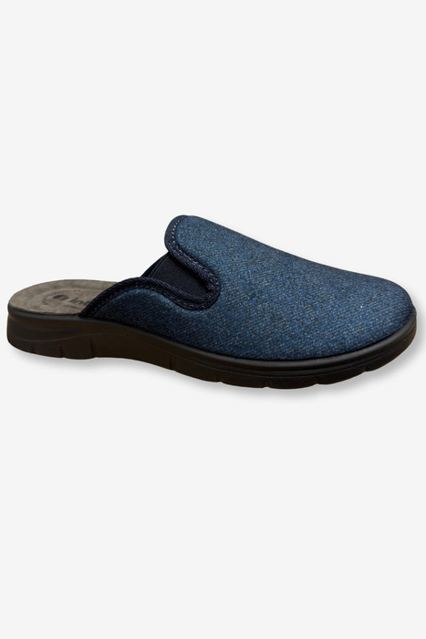 Kapcie męskie kryte z elastycznymi wstawkami granatowe