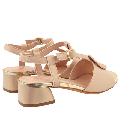 Жіночі босоніжки кольору шампань на колодці Sergio Leone