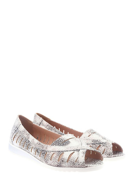 Baleriny ażurowe srebrne z odkrytym palcem