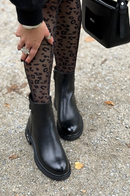 Черевики Potocki чорні на декоративному каблуці