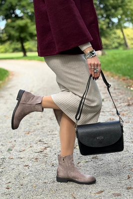 Khaki botki zamszowe na zamek