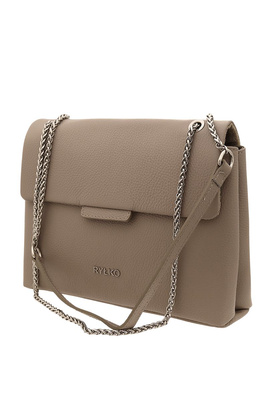 Маленька чорна шкіряна сумка з клапаном і ланцюжком