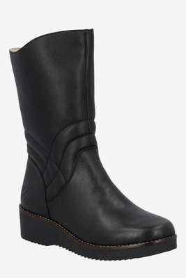 Чорні шкіряні чоботи на танкетці Rieker Y4653-00