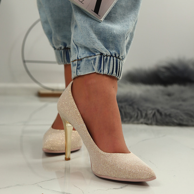 Золоті туфлі на шпильці з блискітками Dantex