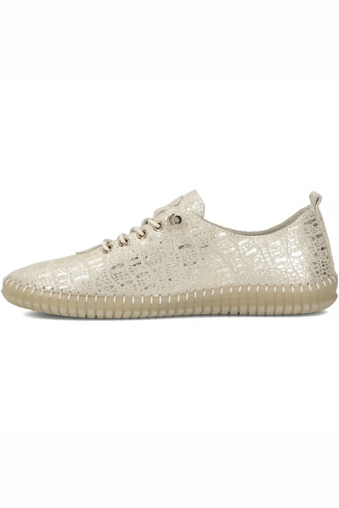 Złote półbuty skórzane płaskie Filippo