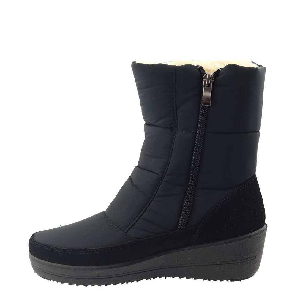 Чорні утеплені снігові черевики на платформі Progress