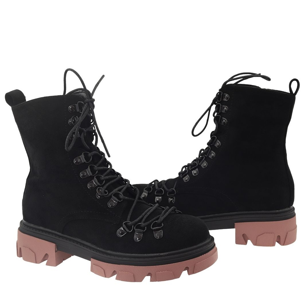 Sznurowane trapery zamszowe czarne Vinceza