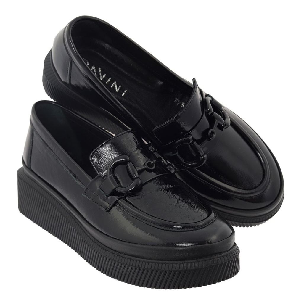 Sneakersy damskie lakierowane czarne Ravini