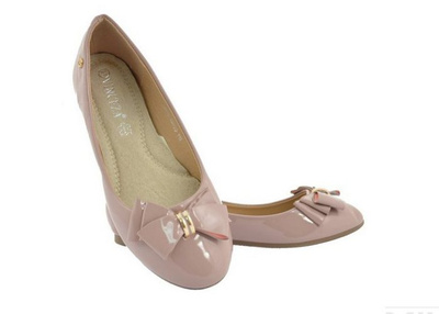 Różowe lakierowane baleriny Vinceza z kokardką BOB19-18005
