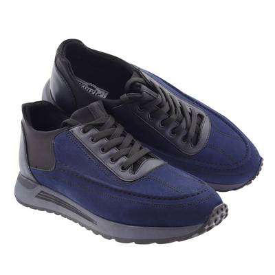 Темно-сині замшеві чоловічі спортивні туфлі 