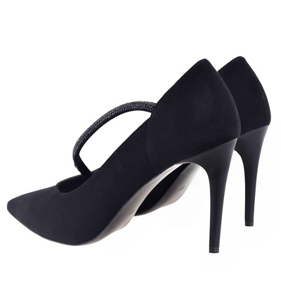 Елегантні чорні оксамитові туфлі Kaniowski на високих підборах 