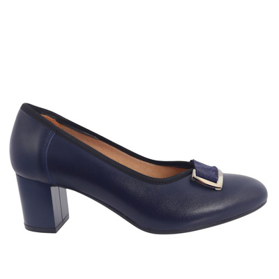 Темно-сині шкіряні туфлі Galant з пряжкою на колодці