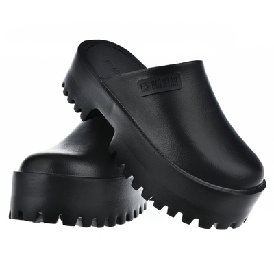 Klapki damskie czarne kryte na klocku z platformą Big Star