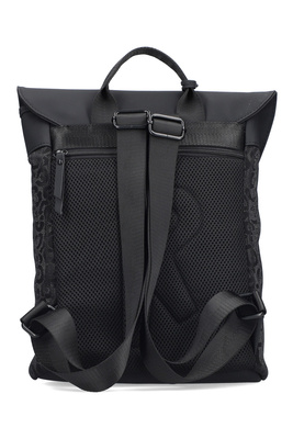 Miejski plecak czarny z ciekawym wzorem z klapą Rieker