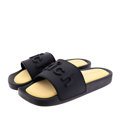 Klapki czarne z napisem 3D Potocki 