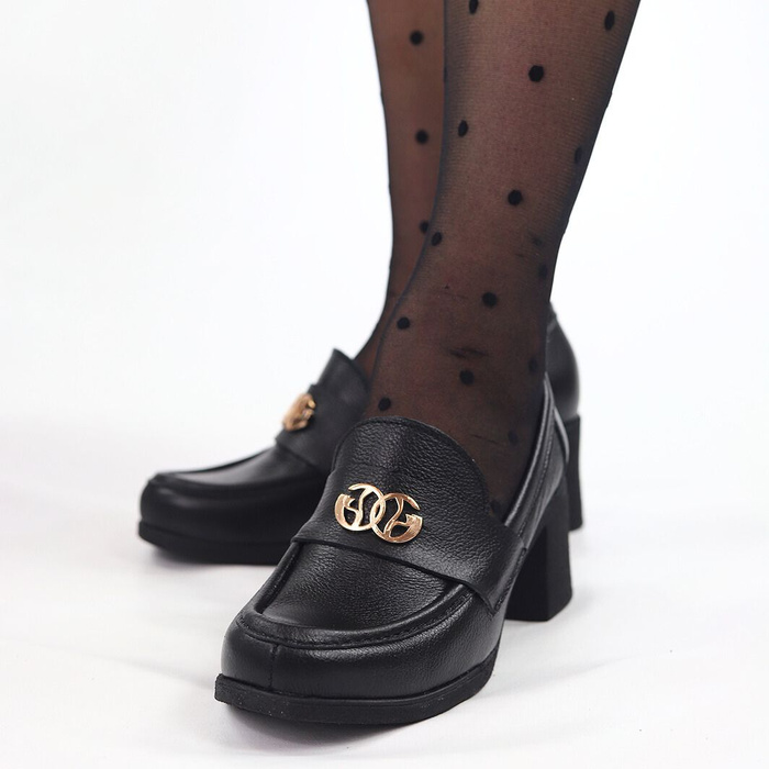 Чорні шкіряні туфлі з колодкою Lemar