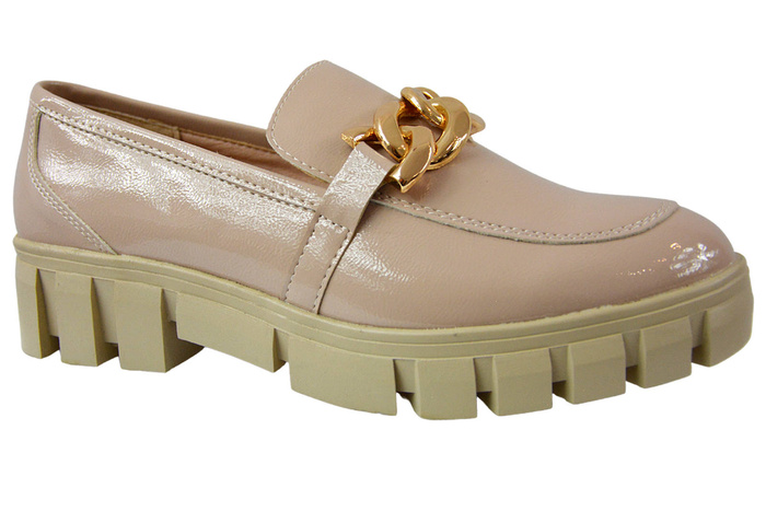 Бежеві лаковані мокасини Sergio Leone MK751