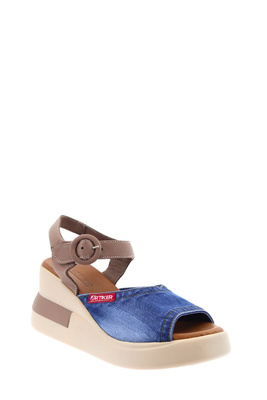 Damskie sandały jeansowe na koturnie Polskie