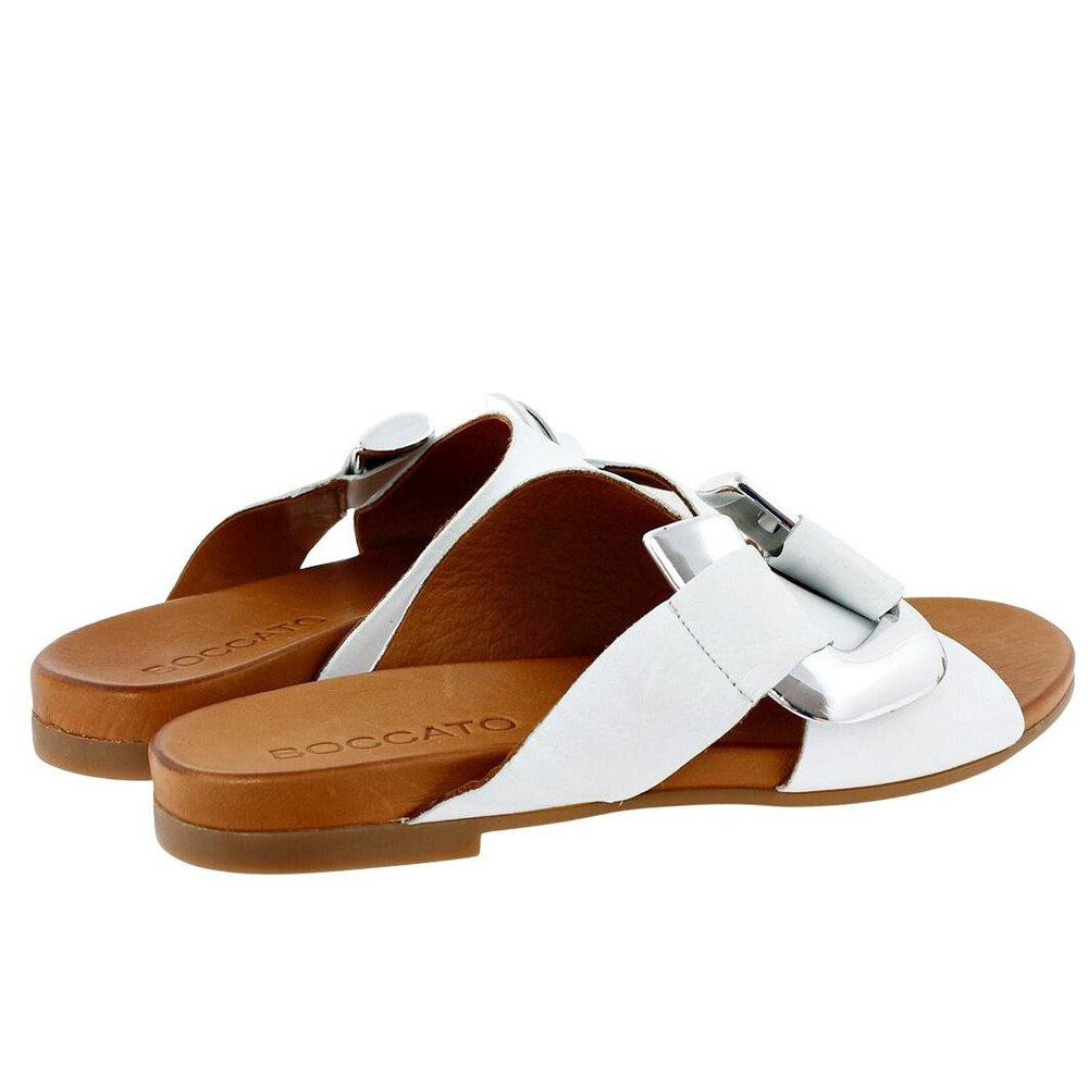 Damskie klapki skórzane w kolorze białym Boccato