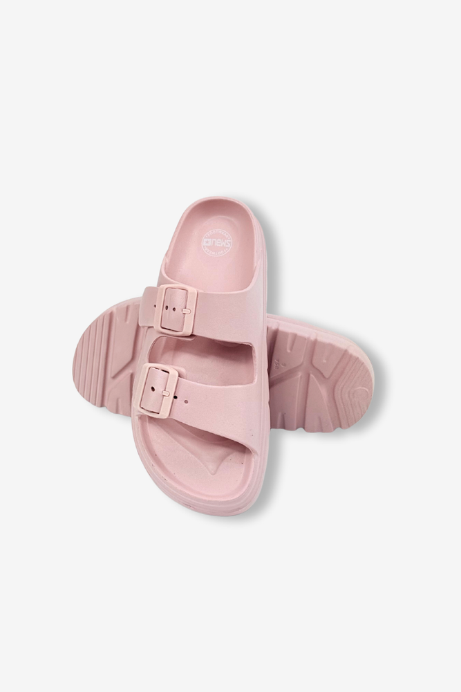 Różowe klapki basenowe z pianki z klamerkami