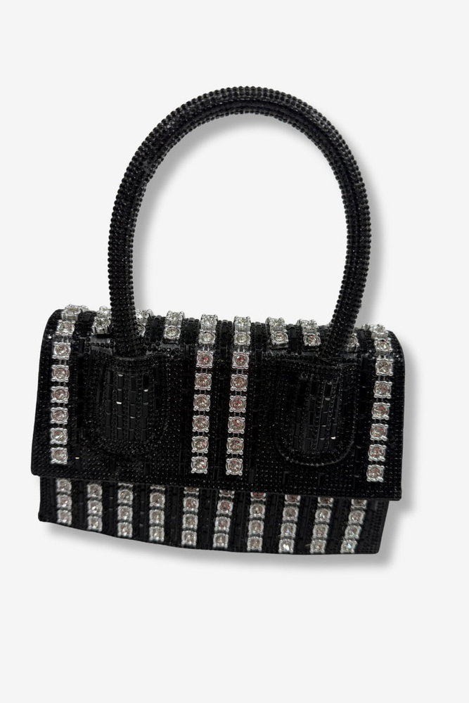 Kopertówka wizytowa z cyrkoniami czarna na magnes