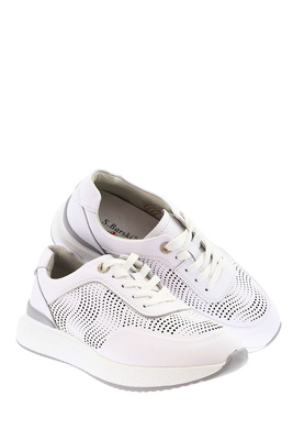 Sneakersy białe skórzane perforowane na platformie