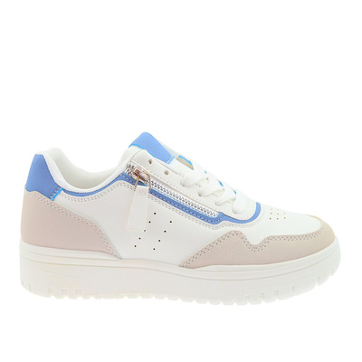 Biało niebieskie buty sportowe damskie z zamkiem